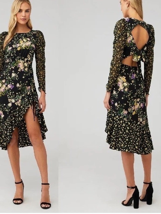 For Love And Lemons Dresses & Skirts - For Love and Lemons Floral Ross Midi Ruffle Dress Medium